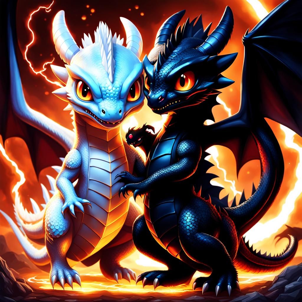 dragons playing together - AI Generated Artwork - NightCafe Creator