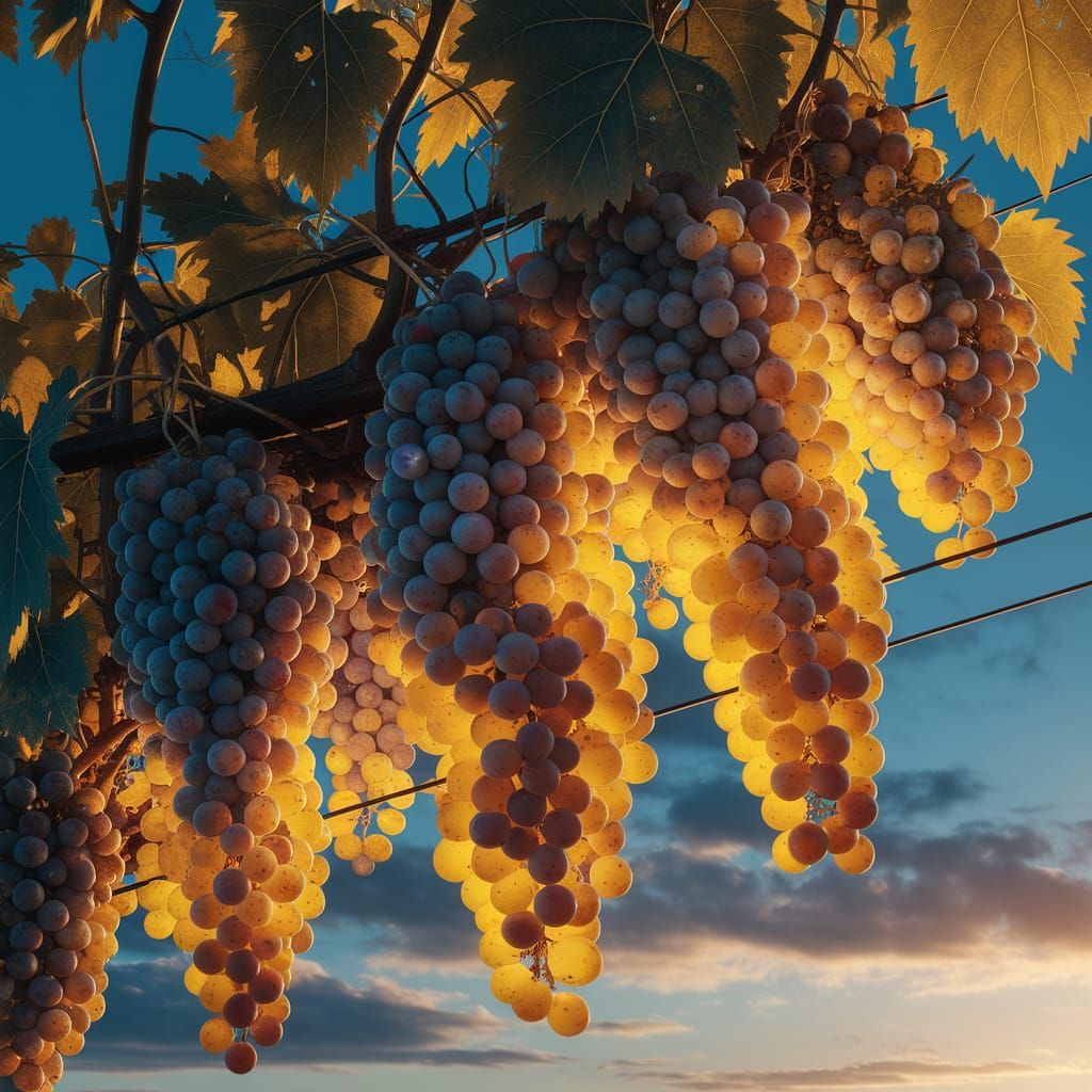 Golden Grapevine Radiance in Hyperrealistic Style