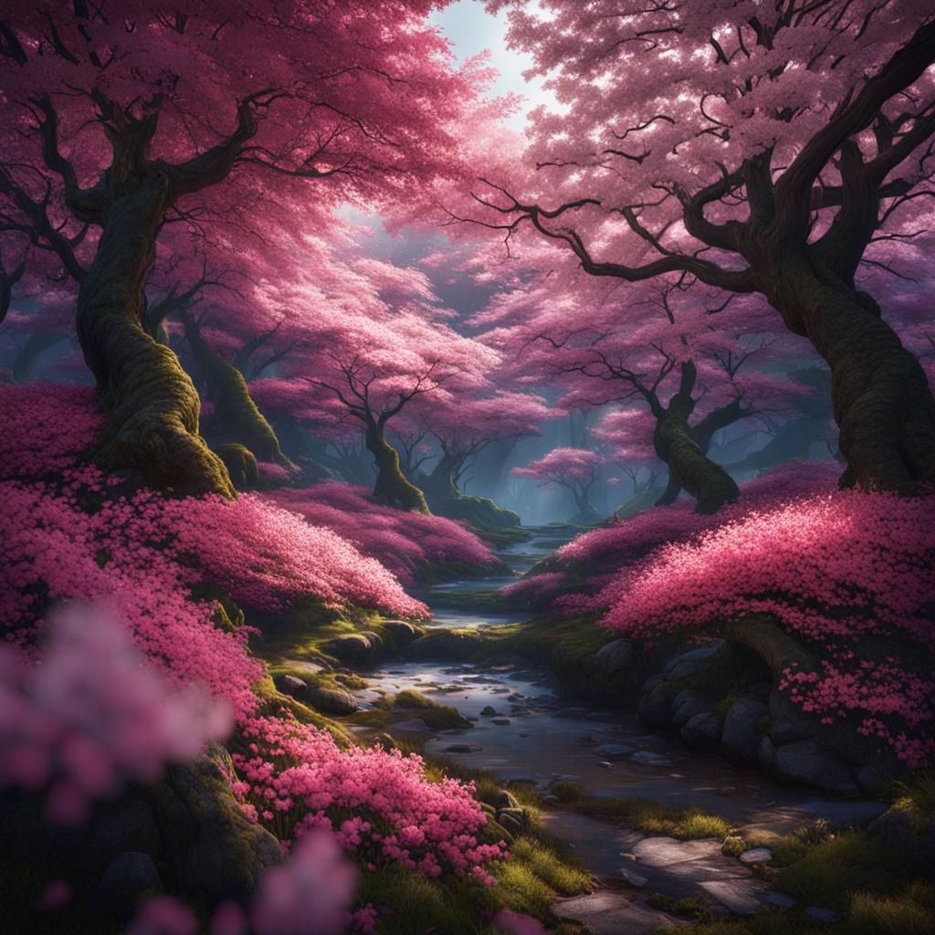 cherry blossom forest