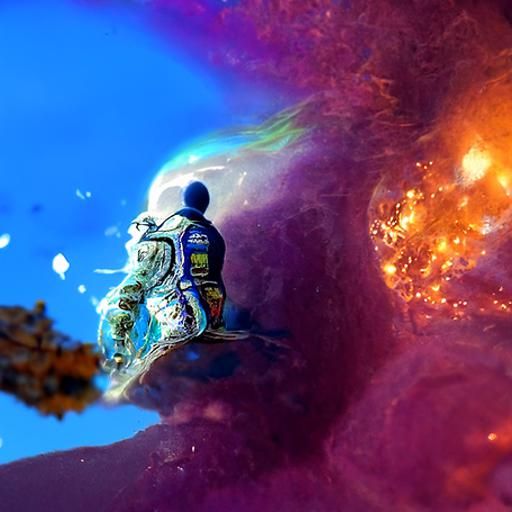 An astronaut watching the earth explode