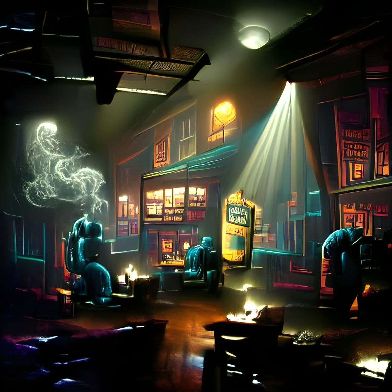 Smokey pub at night