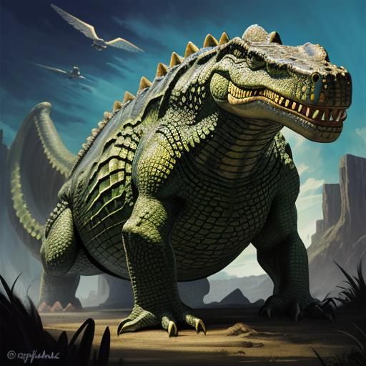 prehistoric super crocodile fantasy artwork - AI Generated Artwork ...