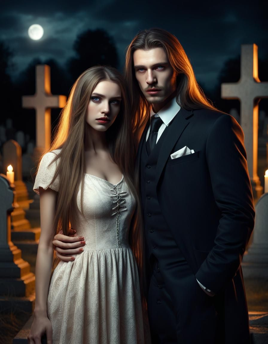 Hyperreal portrait half/body of a attractive man and beautiful young ...