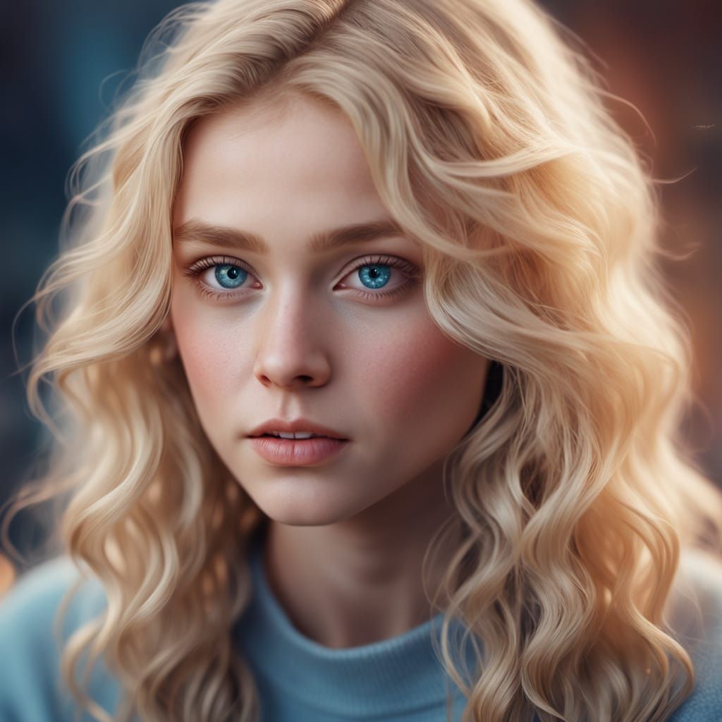 Hyper-Realistic Portrait of a Blonde Girl in 8K