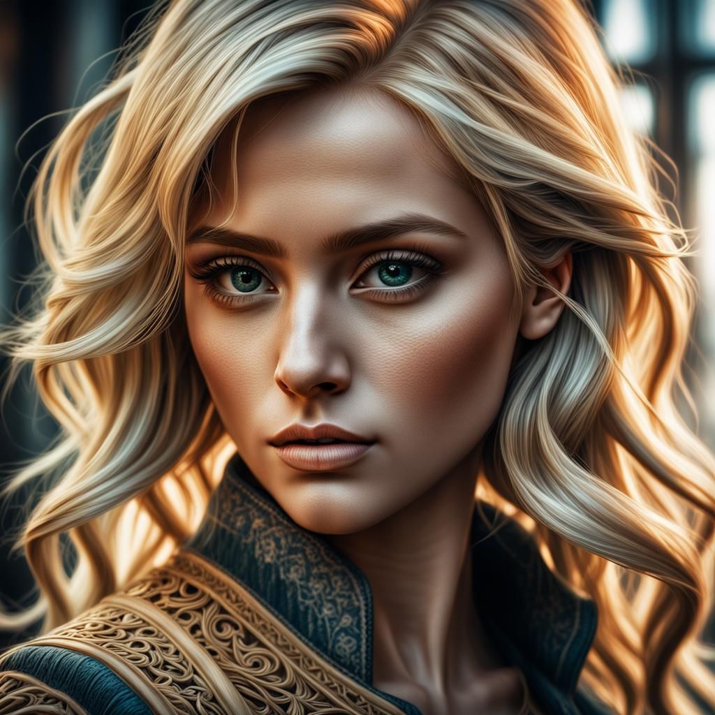 a beautiful girl with blond hair
