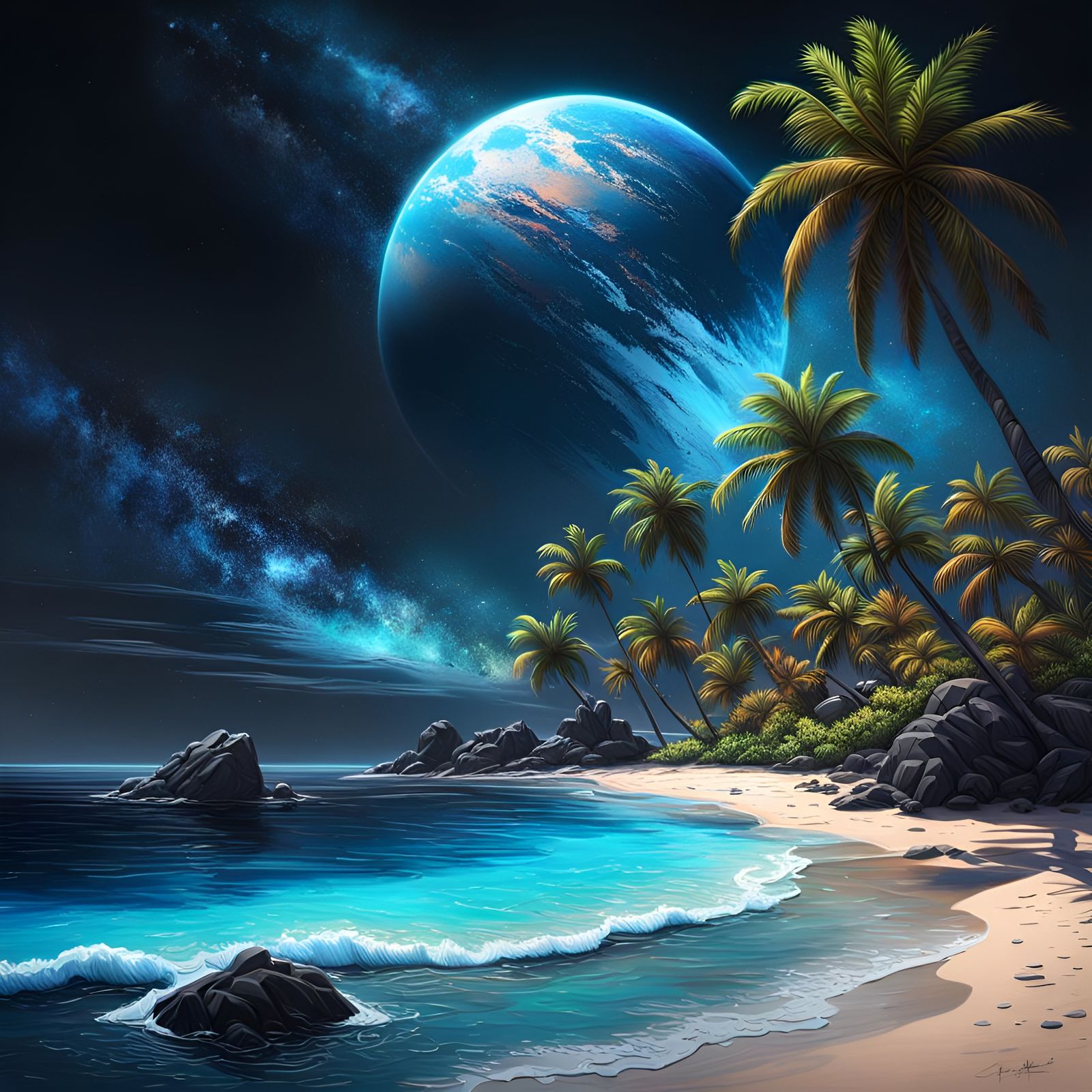 Island Oasis on another Planet - AI Generated Artwork - NightCafe Creator