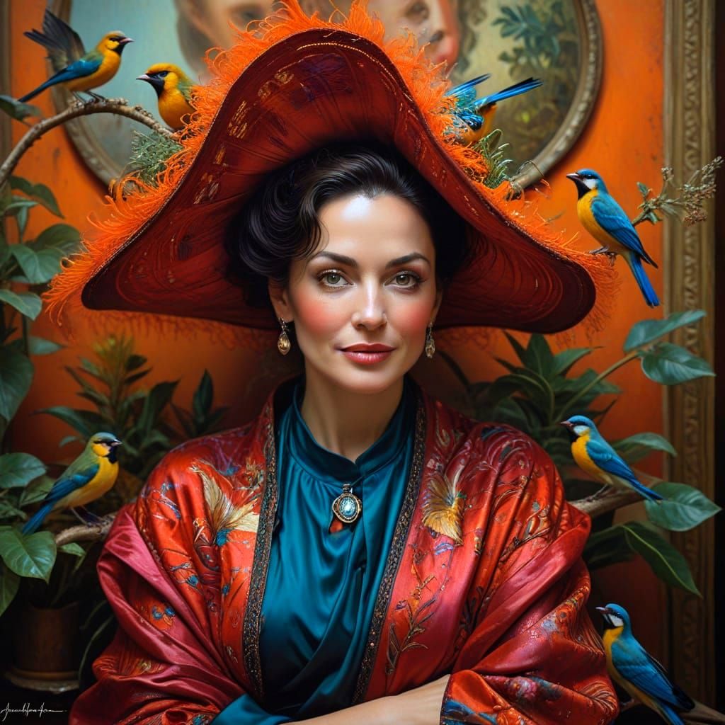 Elegant Lady in Whimsical Surreal Surroundings