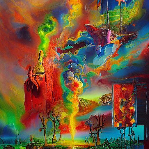 Colorful Magic in Chemistry Lab, Impressionist Oil Painting