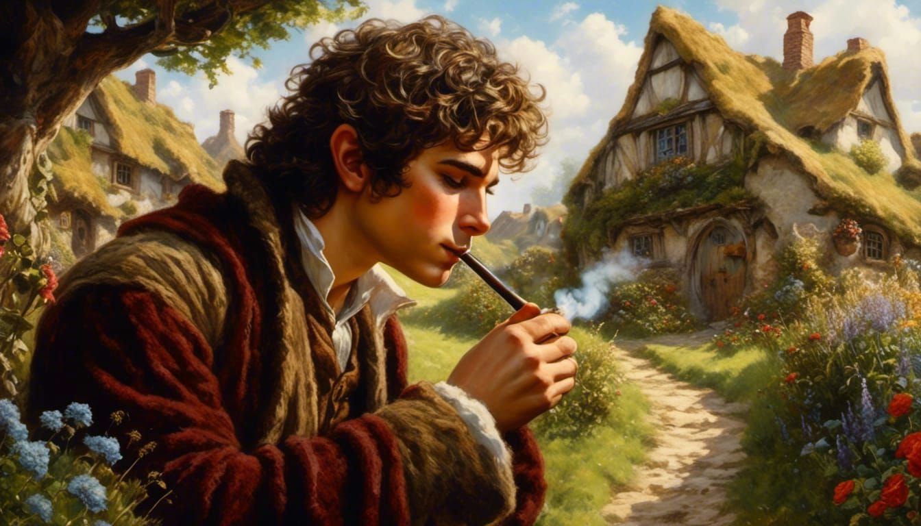 Hobbit Smoking his Pipe  by @MHS