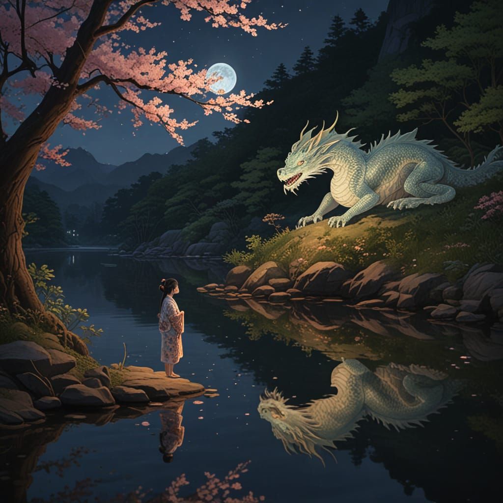 encounter with the moon dragon.  by @toastercide