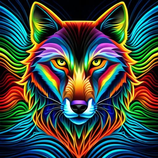 Psychedelic wolf - AI Generated Artwork - NightCafe Creator