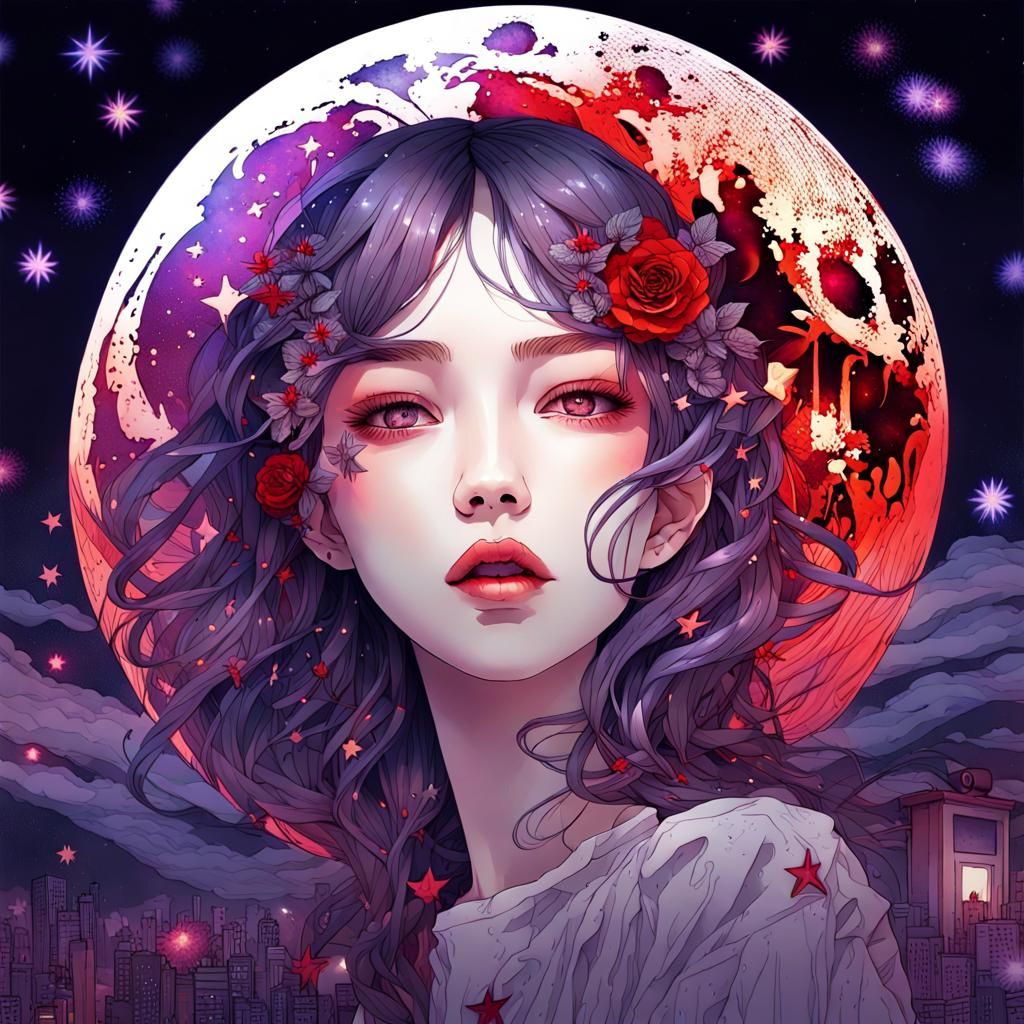 Red moon princess - AI Generated Artwork - NightCafe Creator