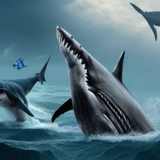 Shark Fighting A Whale
