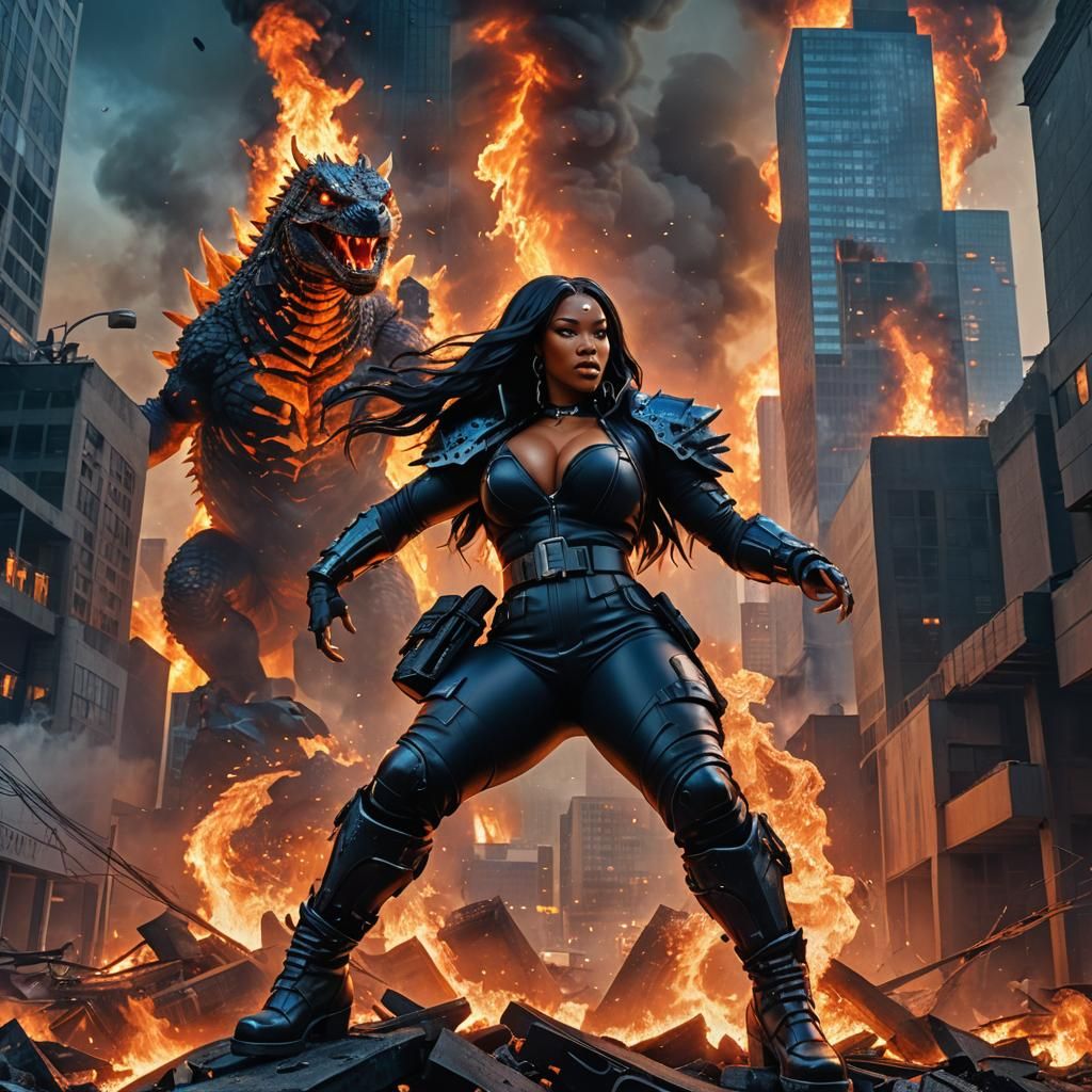 Megan Thee Stallion is a Godzilla-like monster dressed in le...