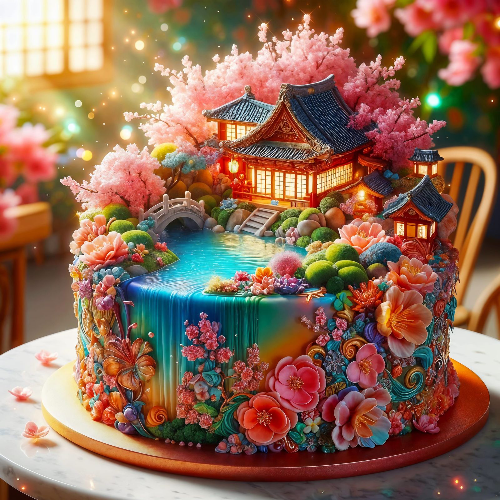 Sakura Village Cake  by @Ria Hagane