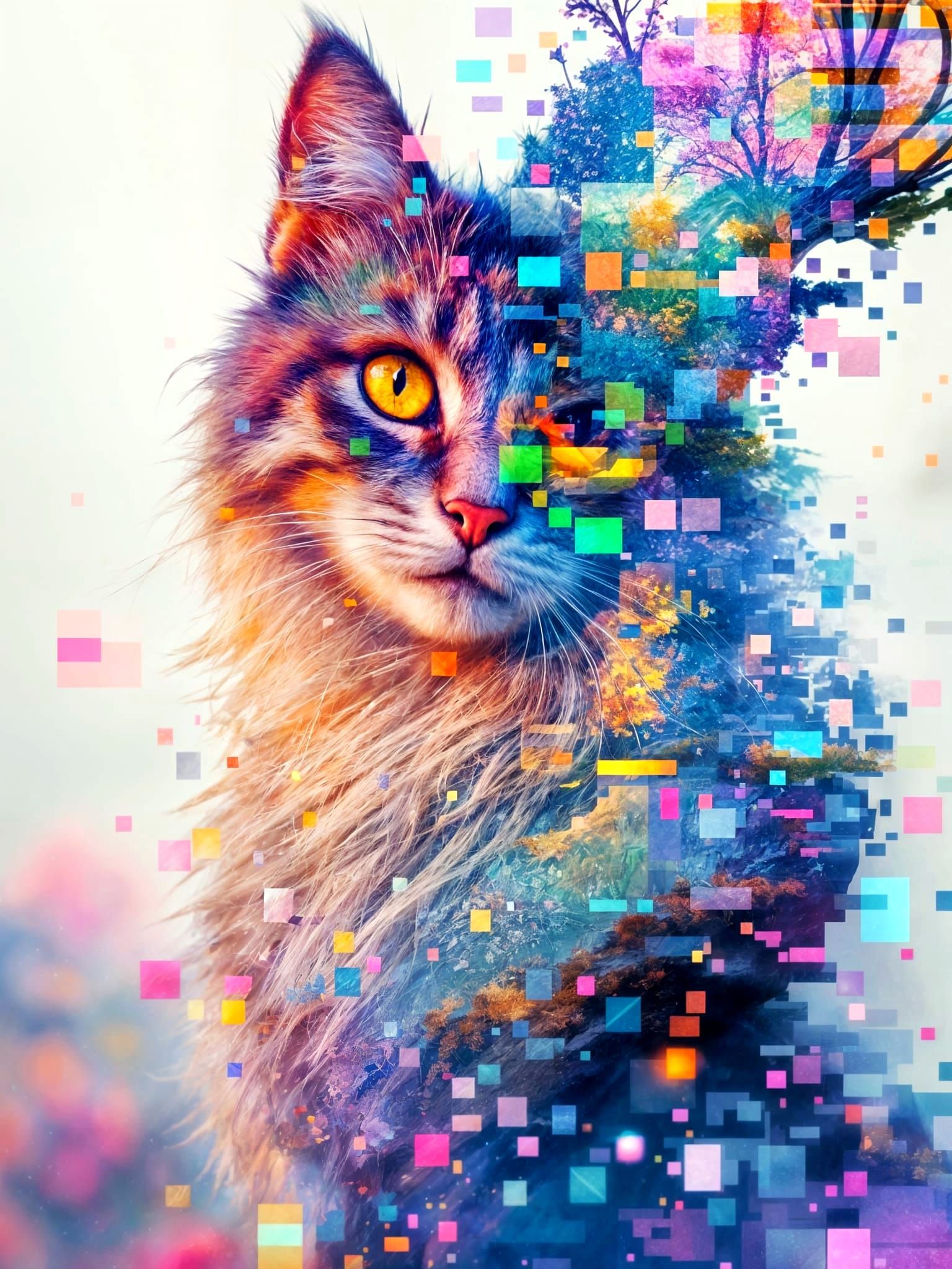 Glitch portrait of a Cat.  by @Ylona