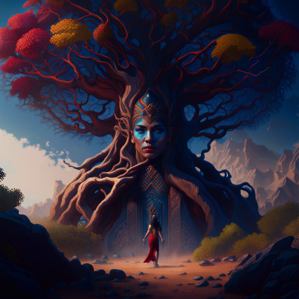 Goddess Ishtar and the huluppu tree - AI Generated Artwork - NightCafe ...