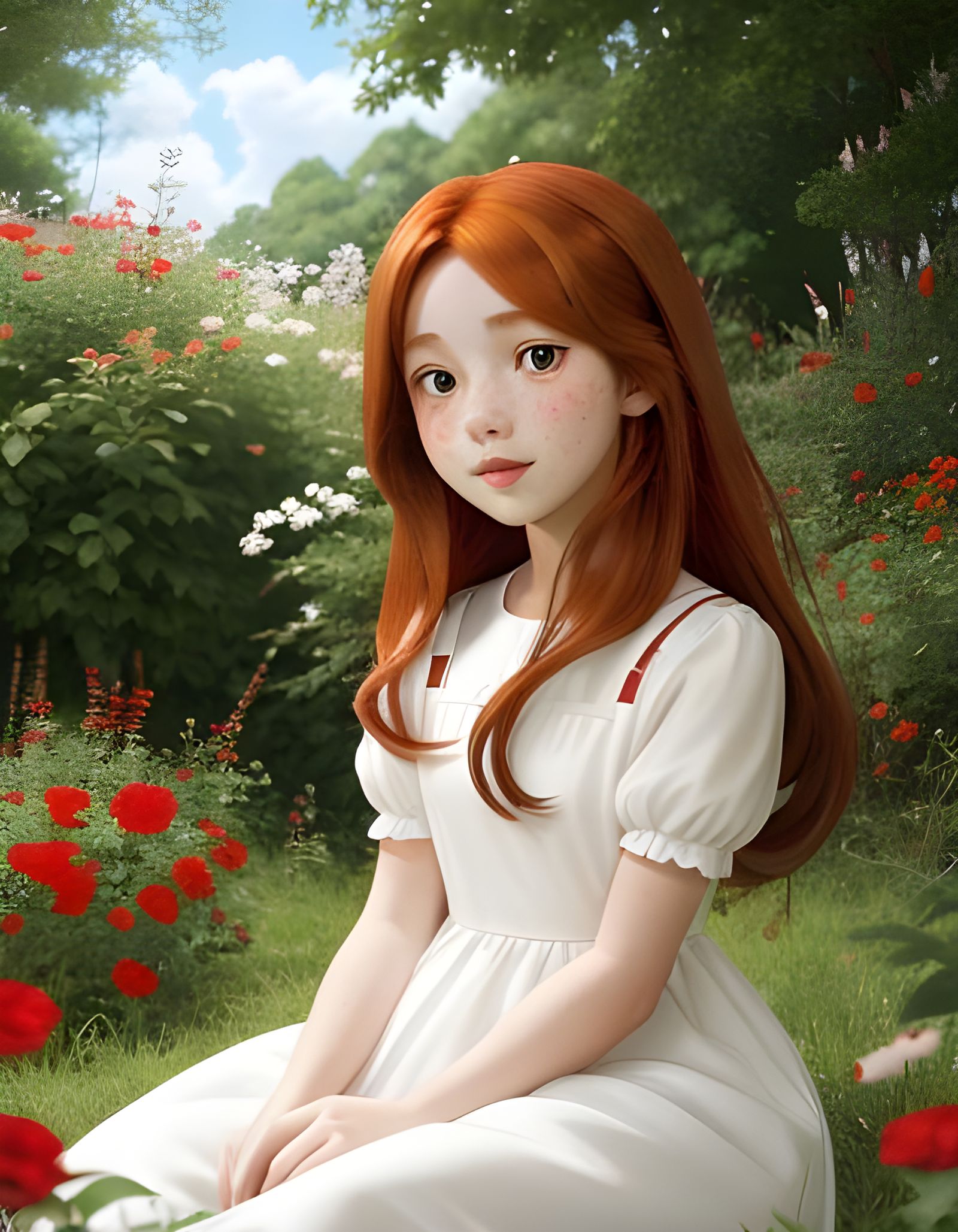 Cute Girl Picking Flowers: Anime Key Visual