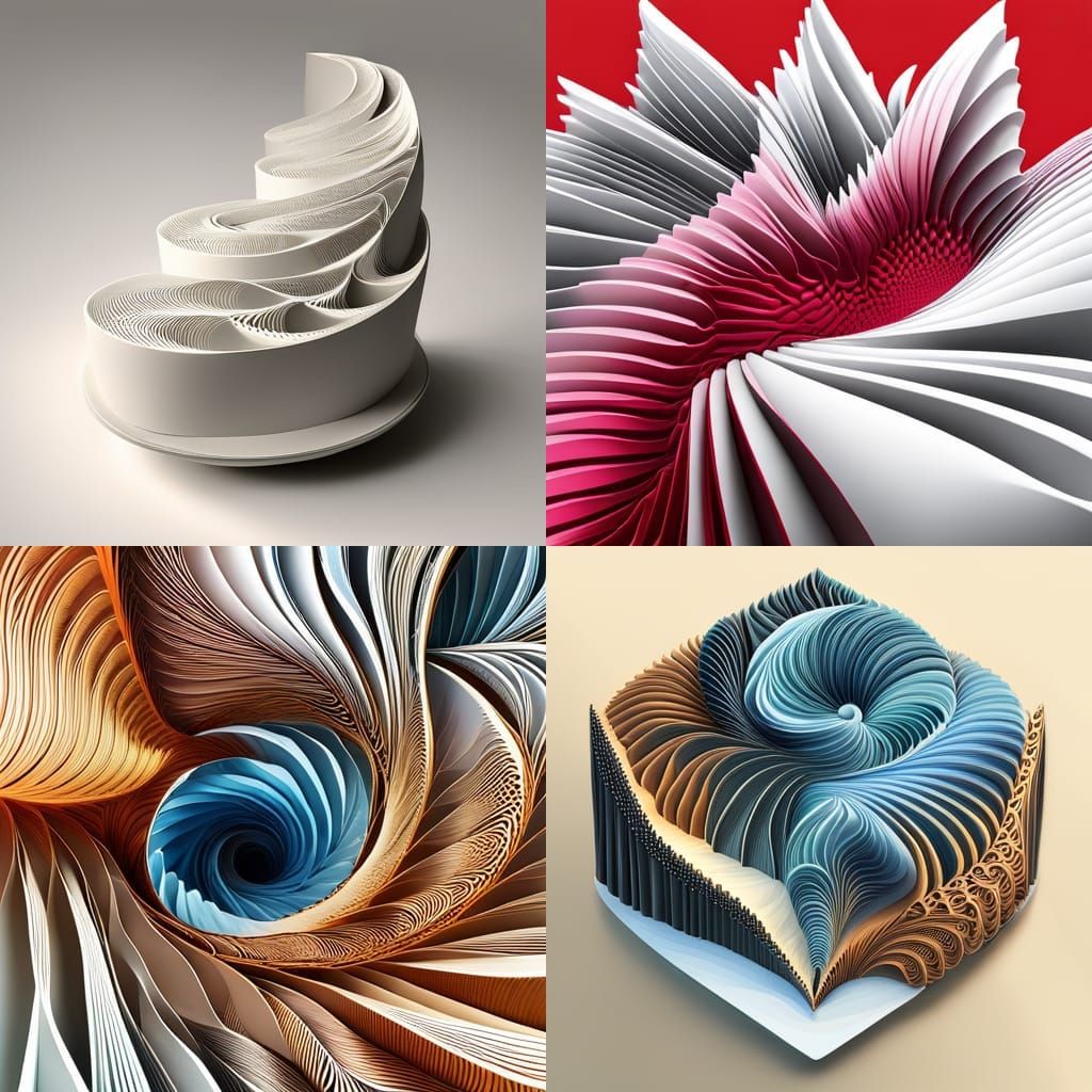 Abstract Edible Paper Sculptures - AI Generated Artwork - NightCafe Creator