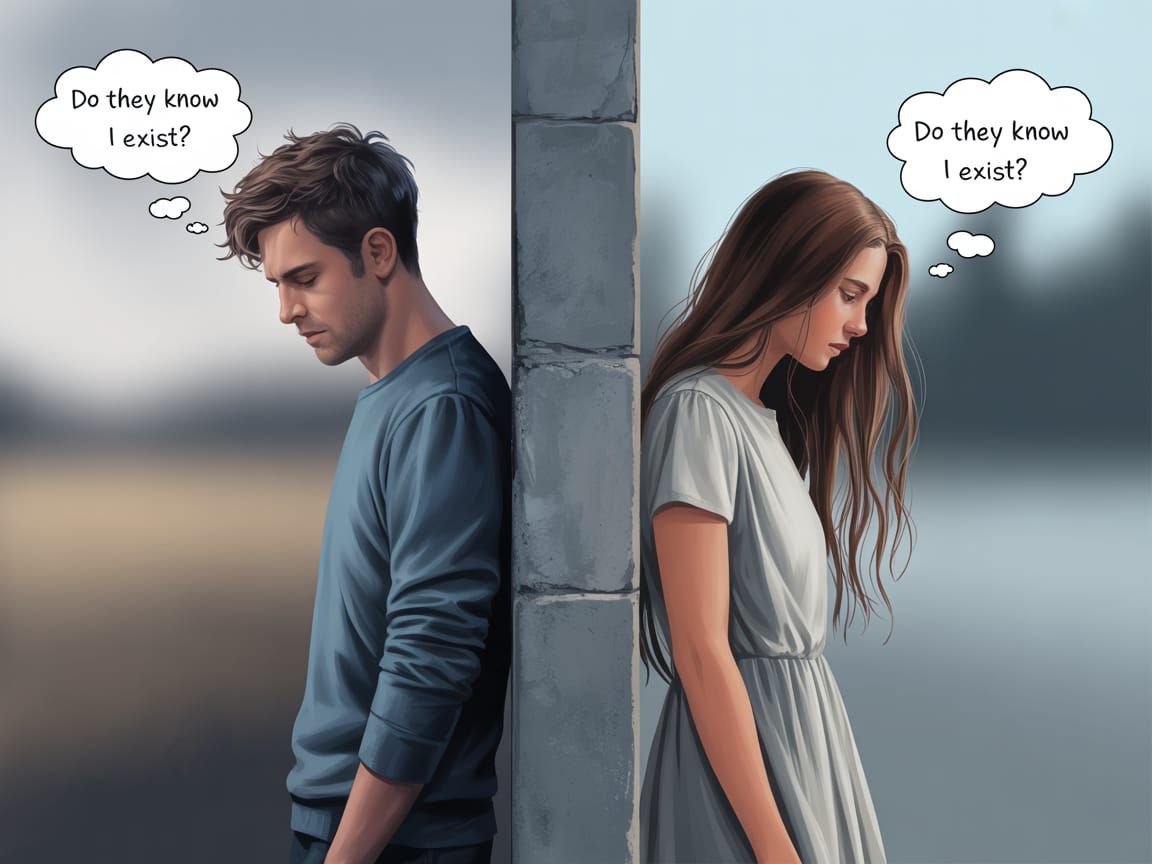 Contemplative Split-Screen Illustration of Longing