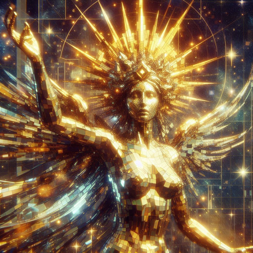 Celestial Glitch Goddess of Liberty