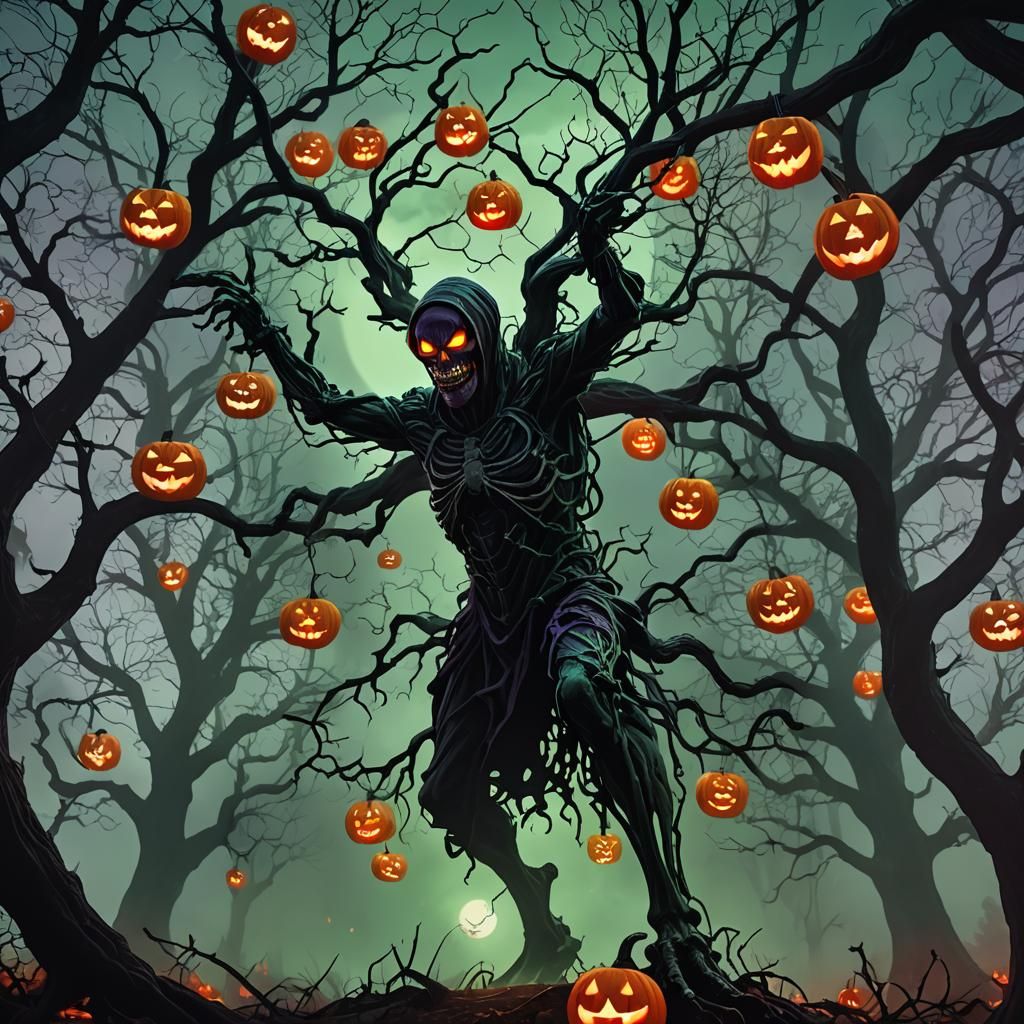 Monstrous Figure Lurking on Halloween Night