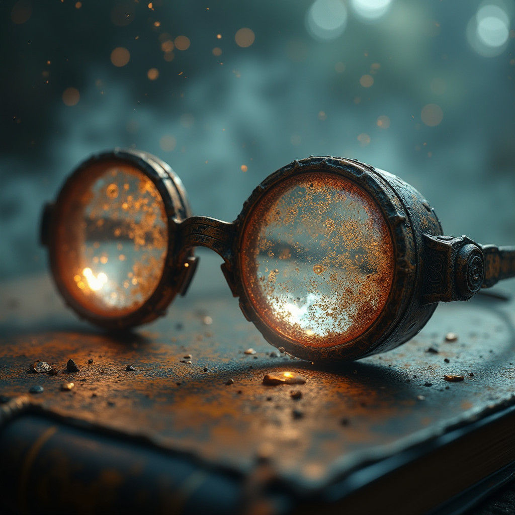 Antique Spectacles on Ancient Tome in Whimsical, Dreamlike A...