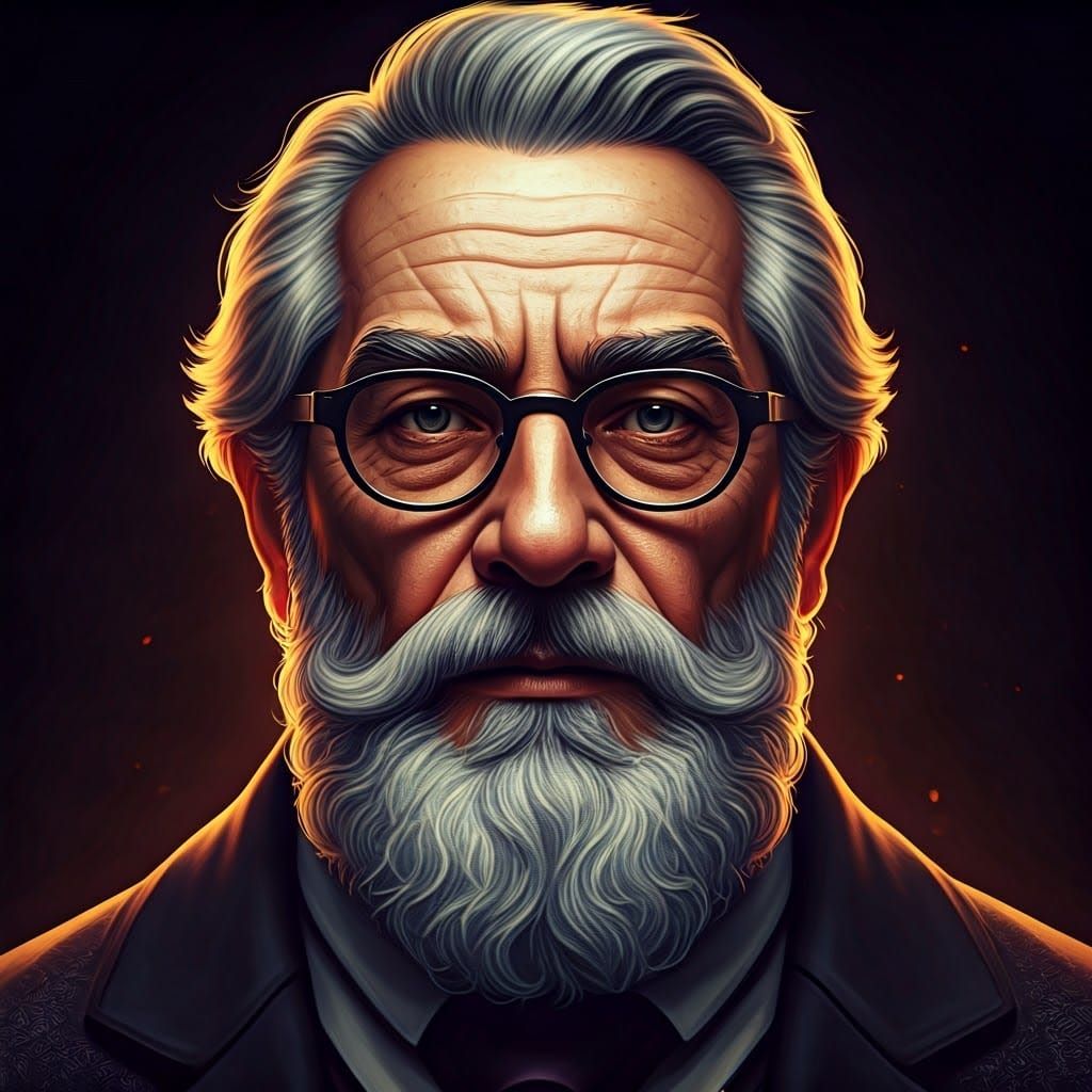 Dignified Man's Portrait in Art Nouveau Style