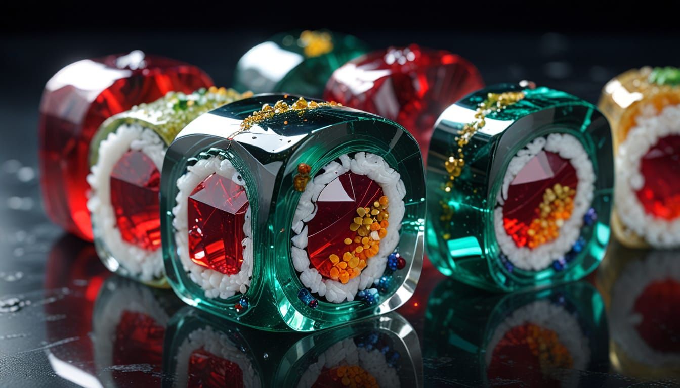 A Sushi Roll Made of Glass and Mirrors  by @Zam