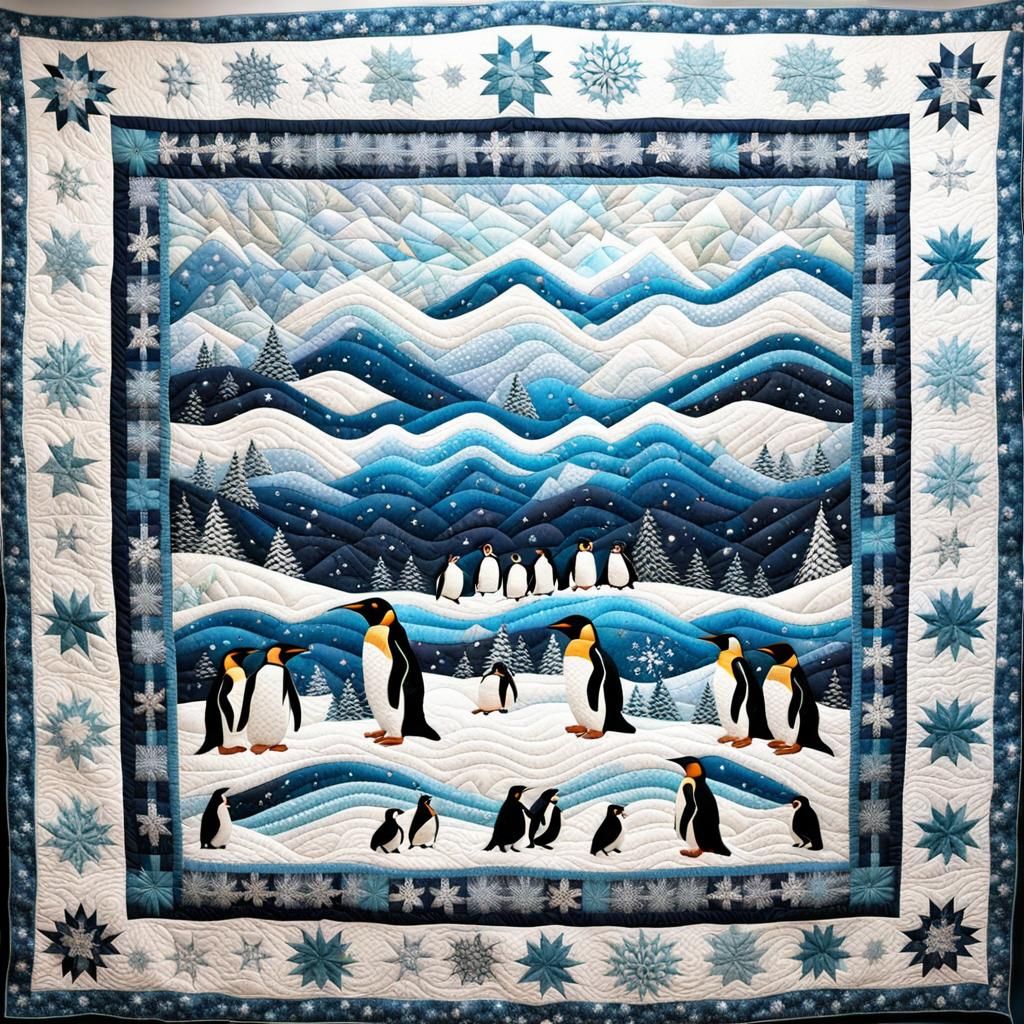 Comfortable Quilt of Penguins