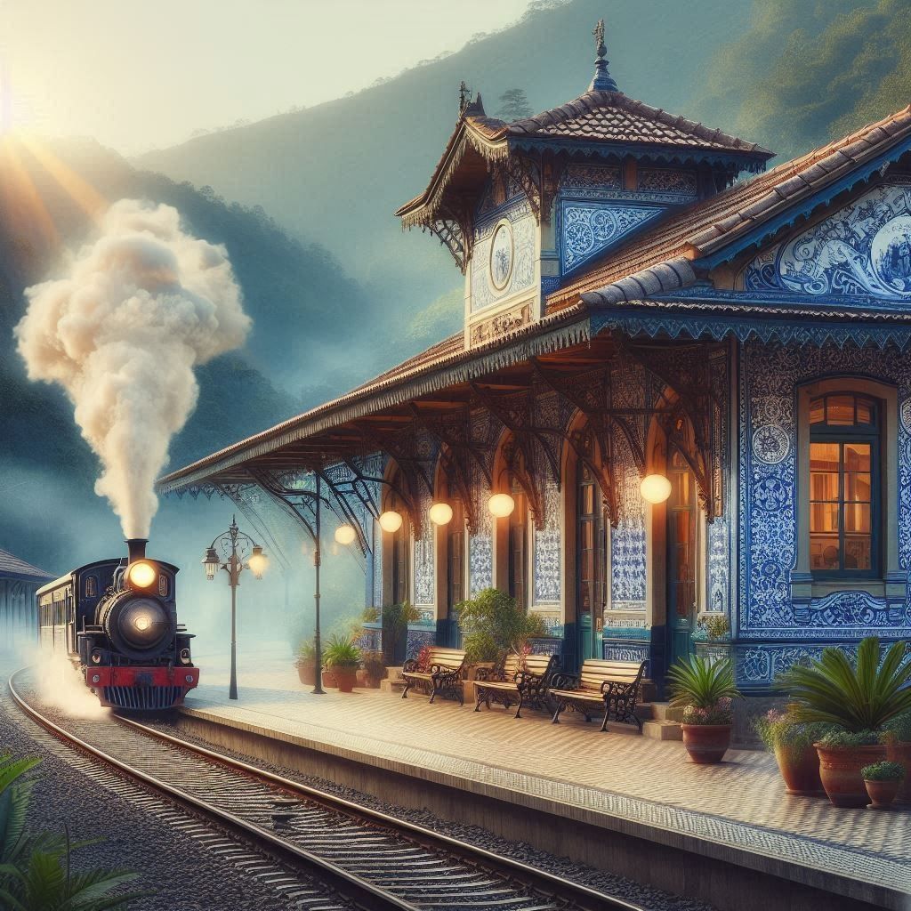 “Nostalgic Journey: The Timeless Train Station”