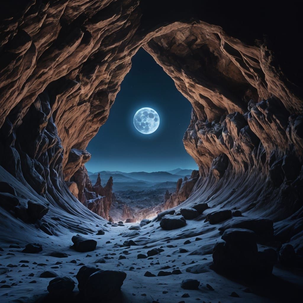 Moonlight Dessert Cave Entrance   by @tttggg