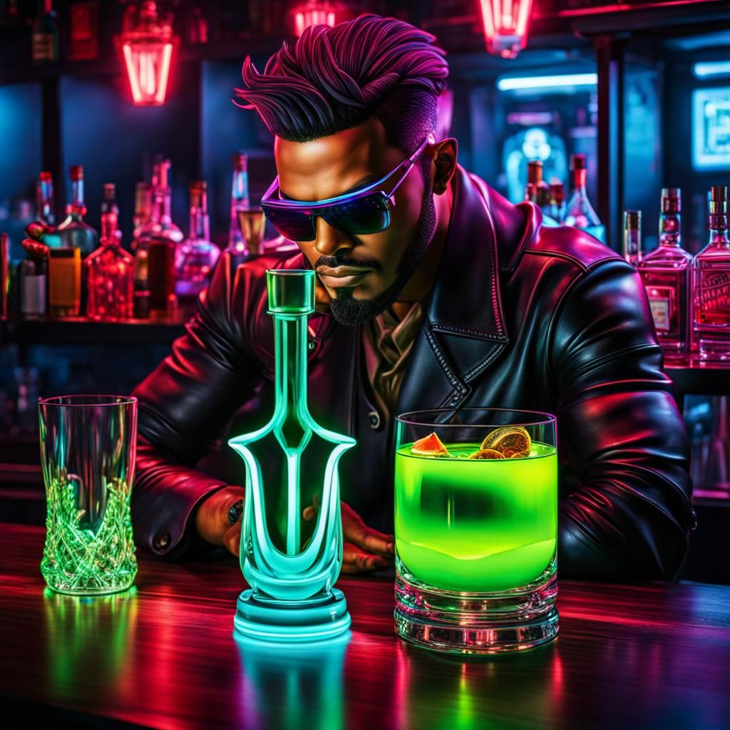 Bartender (Cyberpunk Inspired) - AI Generated Artwork - NightCafe Creator