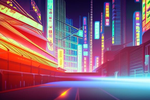 Neo Tokyo architecture straight lines neon lights 8k resolut...