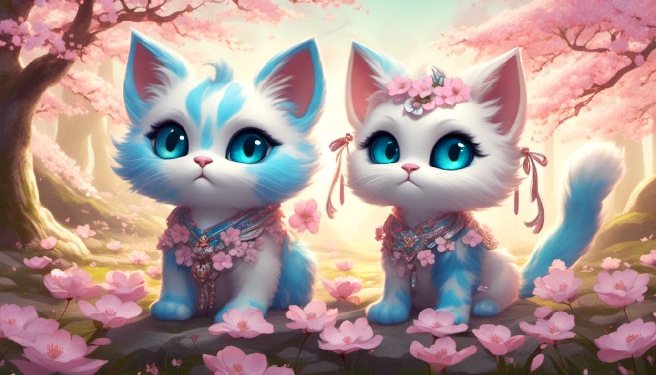 <lora:Soft Vapor Dream:1.0> A cute, furry chibi Cats with la...