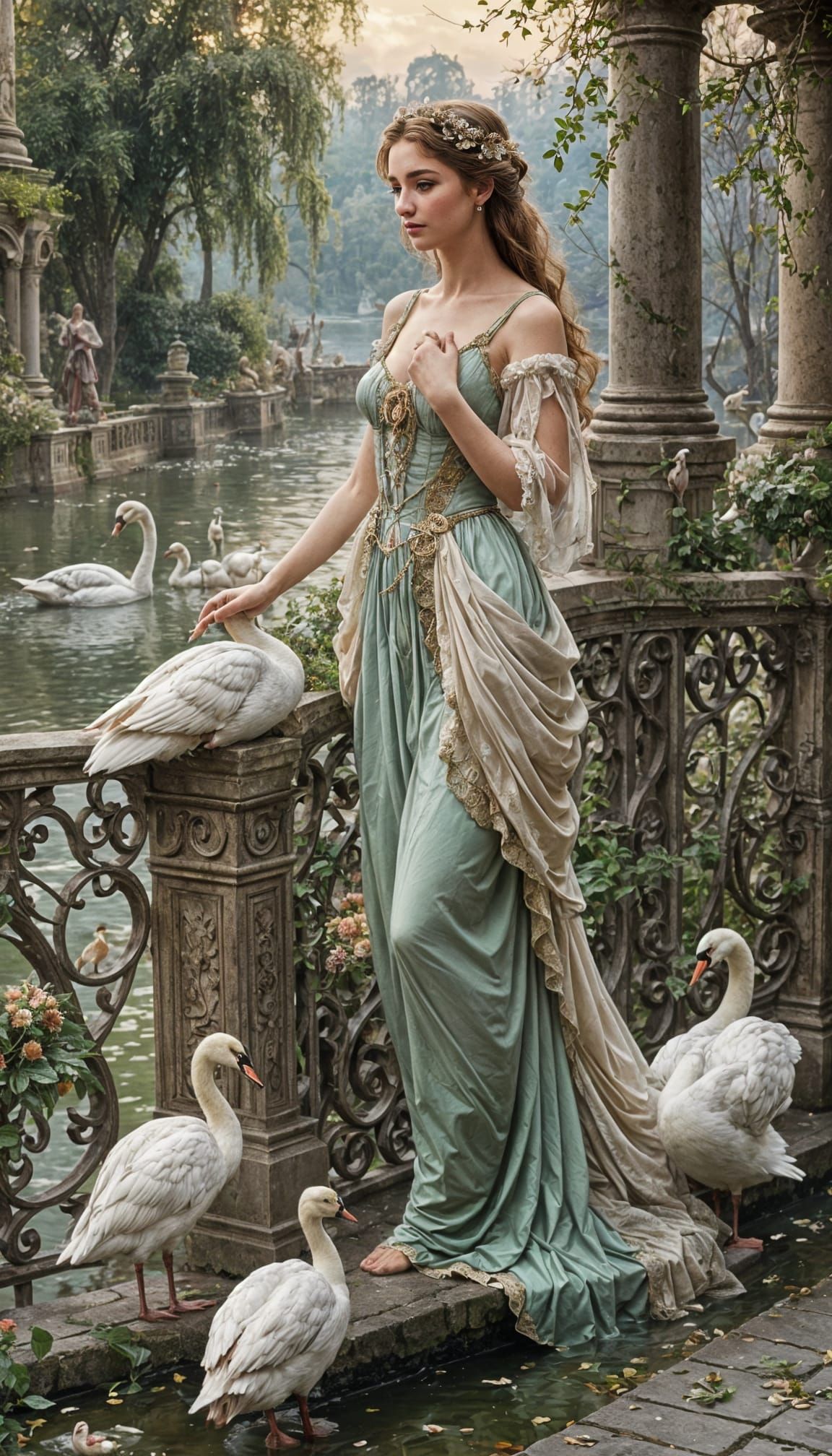 Feeding the swans.  by @Joris