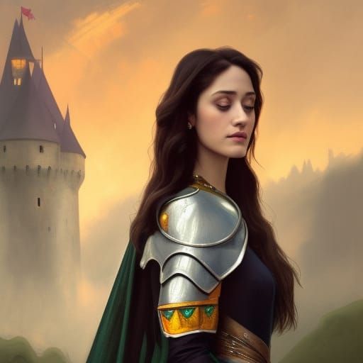 Young Woman in Knight Armor Portrait