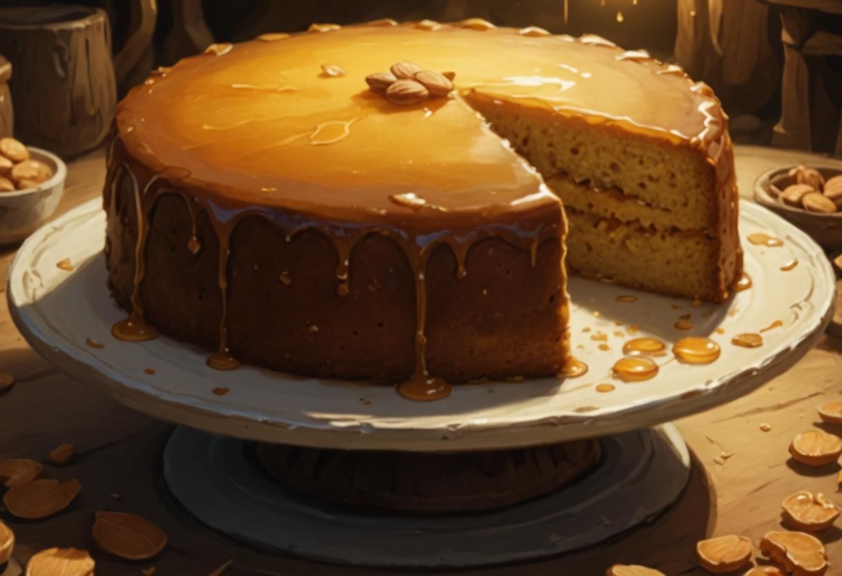 Single Plate of Food / One Sitting on a Medieval Kitchen Table in a Hobbit Village Home, Fantasy Artwork, Webcomic Style...