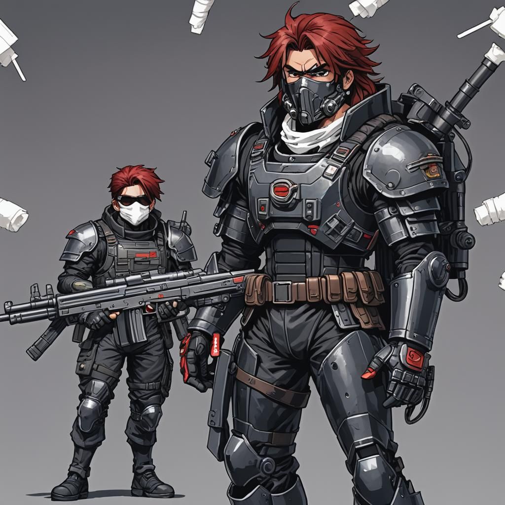SNES Sprite of Armored Soldier with Machine Gun