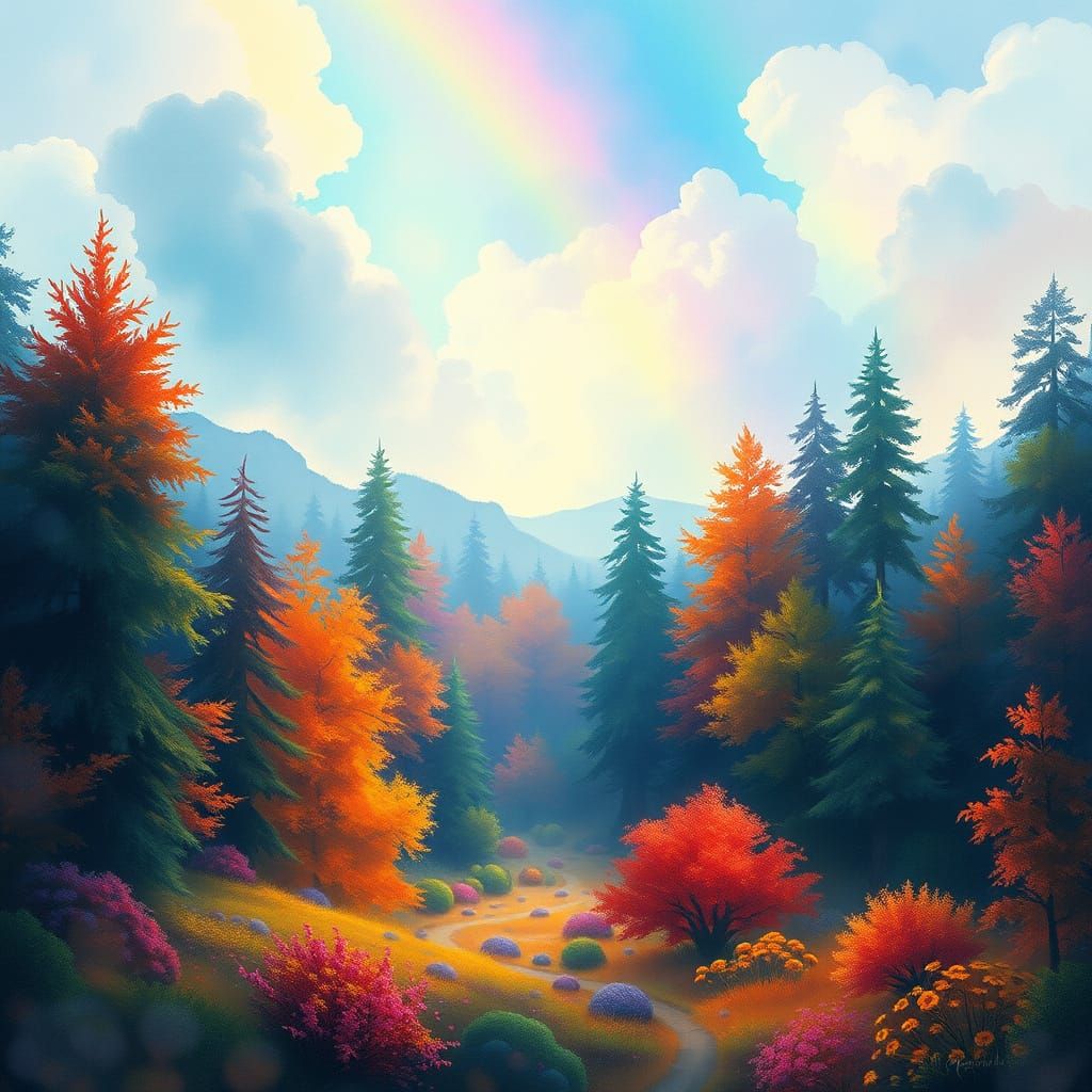 Vibrant Forest Dreamscape in Unreal Engine 5 Style