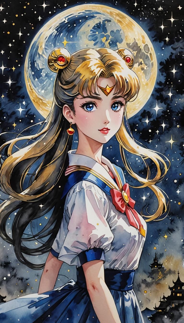 Ink painting of Sailor Moon  by @Alan