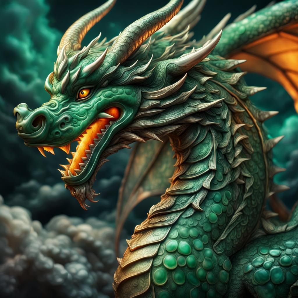 Dragon made of Jade, - AI Generated Artwork - NightCafe Creator