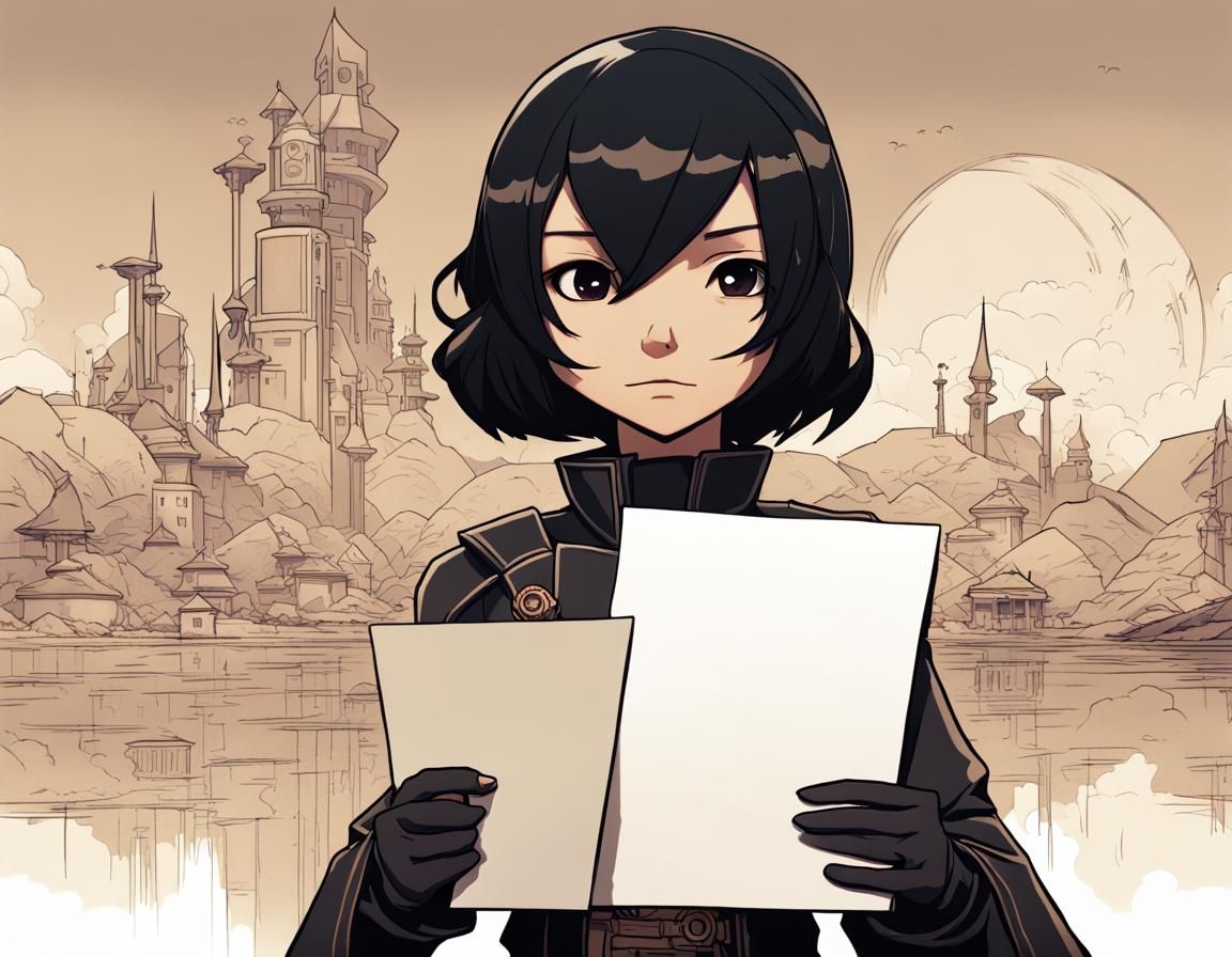 Yumi Studies a Map and Notes - AI Generated Artwork - NightCafe Creator