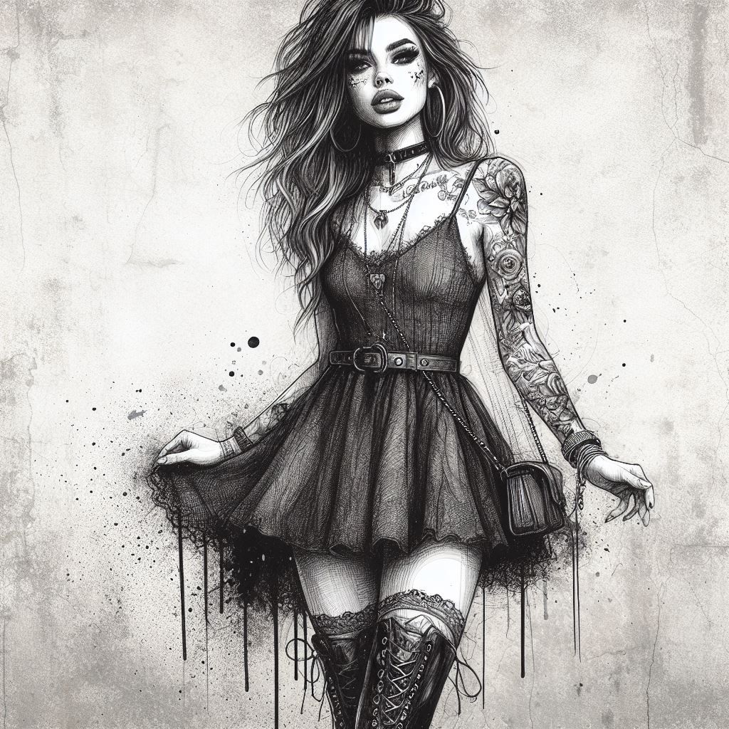 D3 Short Dress, Tall Boots