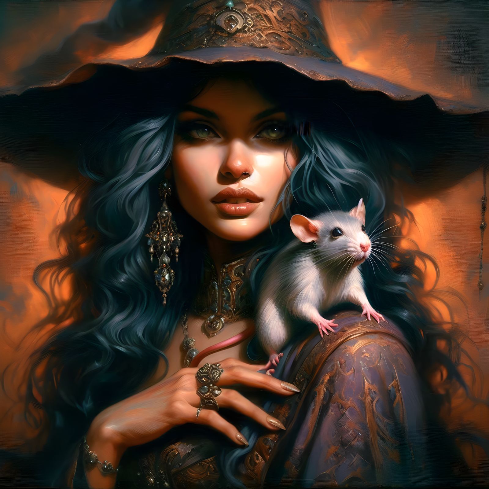 Witch And Rat Familiar
