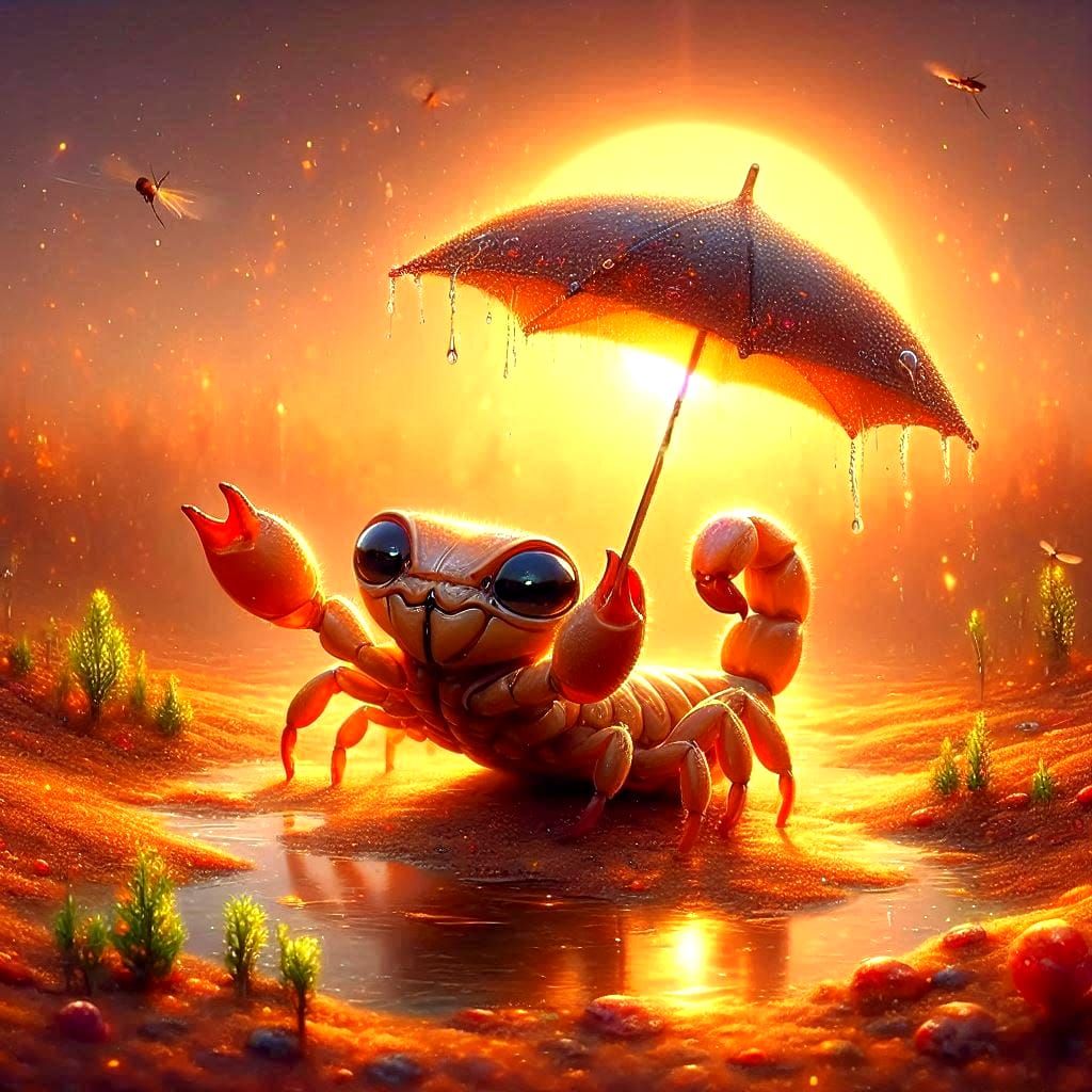 Scorpion in the rain