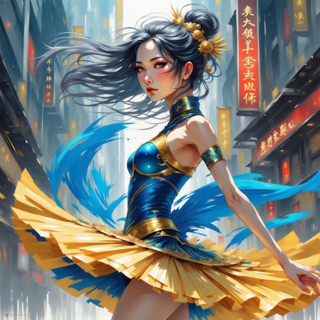 <lora:Genshin Ultra:1.0>; 8k; cell shaded comicbook style; a stunning asian womans face head and shoulders dancer; dance dress; genshin impa...