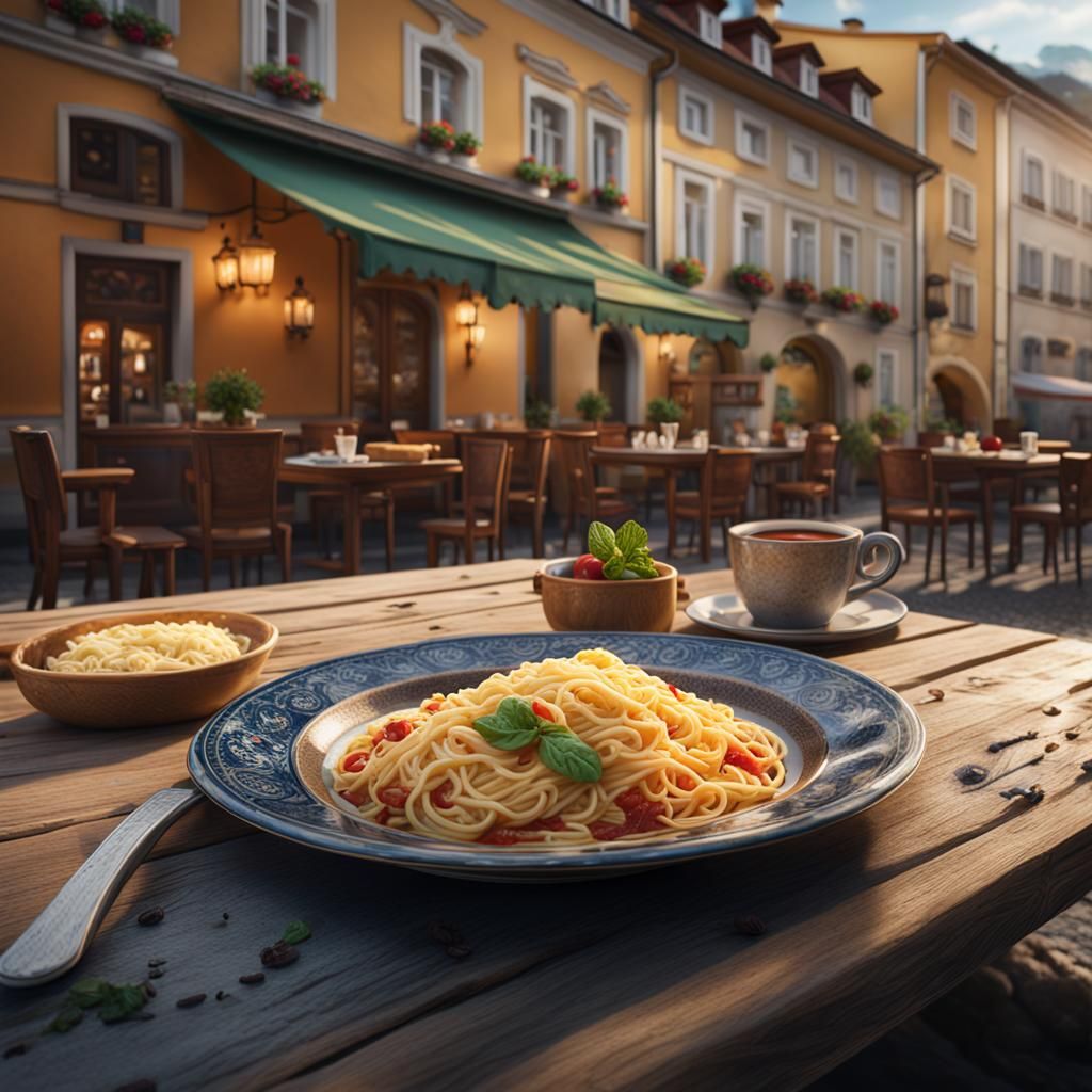 A plate of Austrian noodles at a cafe in Salzburg  by @Alison