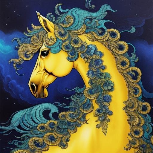 golden horse  by @stone spiral