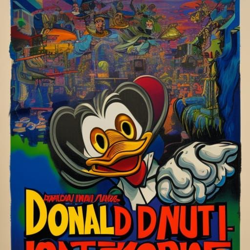 Donald Duck Zombie detailed matte painting hyperdetailed int...